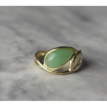 925 Sterling Silver Green Nephrite Ring Size 6.5