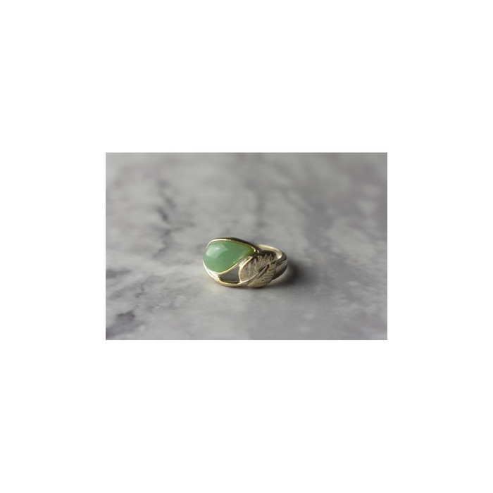 925 Sterling Silver Green Nephrite Ring Size 6.5