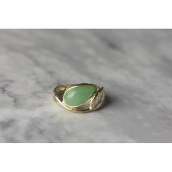 925 Sterling Silver Green Nephrite Ring Size 6.5