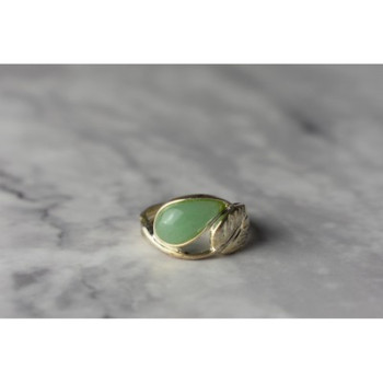 925 Sterling Silver Green Nephrite Ring Size 6.5
