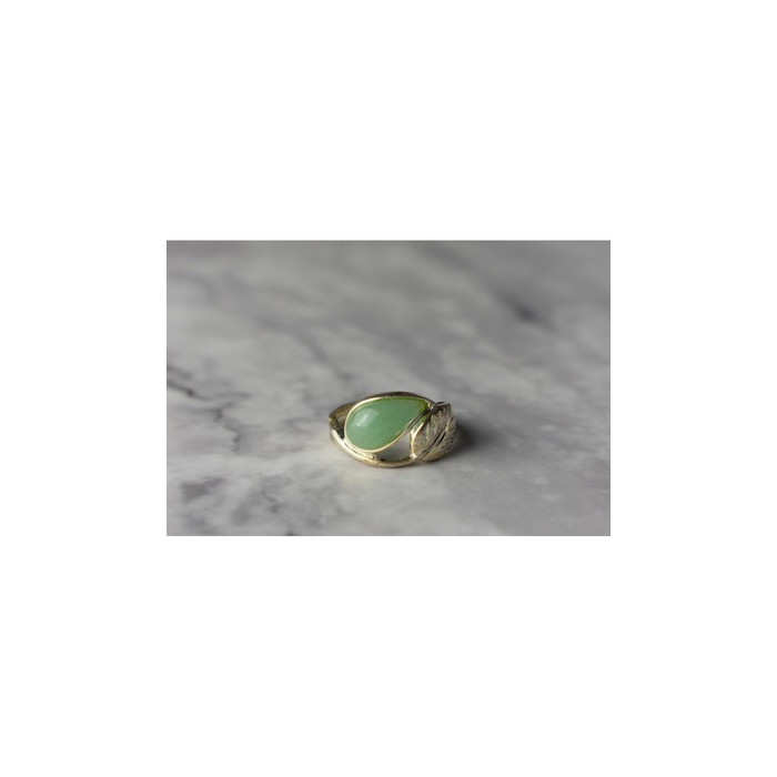 925 Sterling Silver Green Nephrite Ring Size 6.5