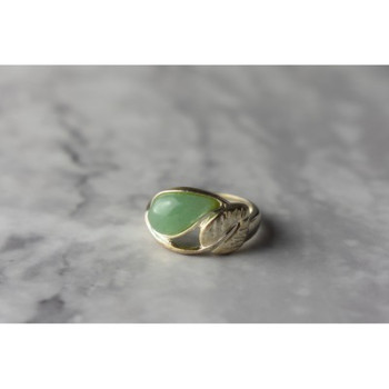 925 Sterling Silver Green Nephrite Ring Size 6.5