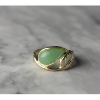 925 Sterling Silver Green Nephrite (Jade) Ring Size 6.5