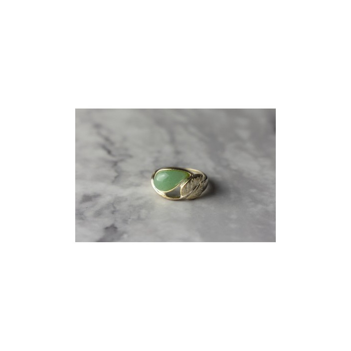 925 Sterling Silver Green Nephrite Ring Size 6.5
