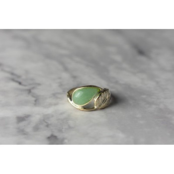 925 Sterling Silver Green Nephrite Ring Size 6.5