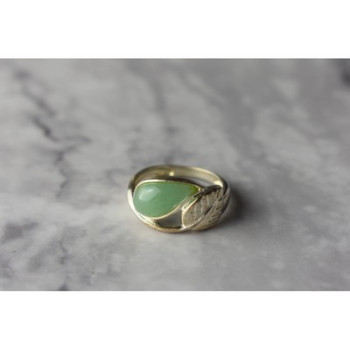 925 Sterling Silver Green Nephrite Ring Size 6.5