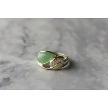 925 Sterling Silver Green Nephrite Ring Size 6.5
