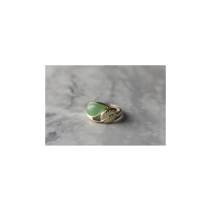 925 Sterling Silver Green Nephrite Ring Size 6.5