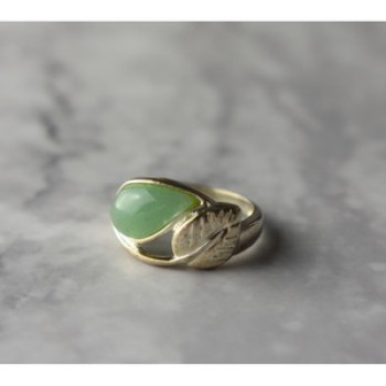 925 Sterling Silver Green Nephrite (Jade) Ring Size 6.5