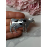 925 Sterling Silver Cow Brooch Length 2.5 In