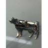 925 Sterling Silver Cow Brooch Length 2.5 In