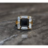 925 Sterling Silver Gold Plated Jewelry Glass & CZ Ring Size 6.5
