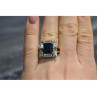 925 Sterling Silver Gold Plated Jewelry Glass & CZ Ring Size 6.5