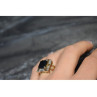 925 Sterling Silver Gold Plated Jewelry Glass & CZ Ring Size 6.5