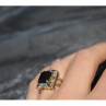 925 Sterling Silver Gold Plated Jewelry Glass & CZ Ring Size 6.5