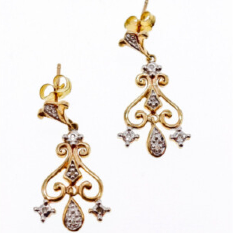 10K Yellow Gold Diamonds Earrings