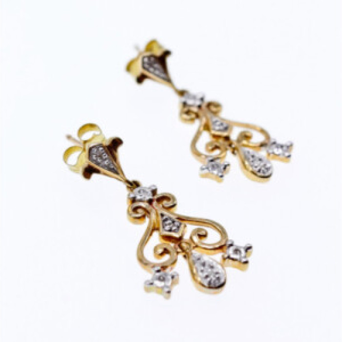 10K Yellow Gold Diamonds Earrings