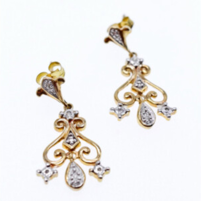 10K Yellow Gold Diamonds Earrings