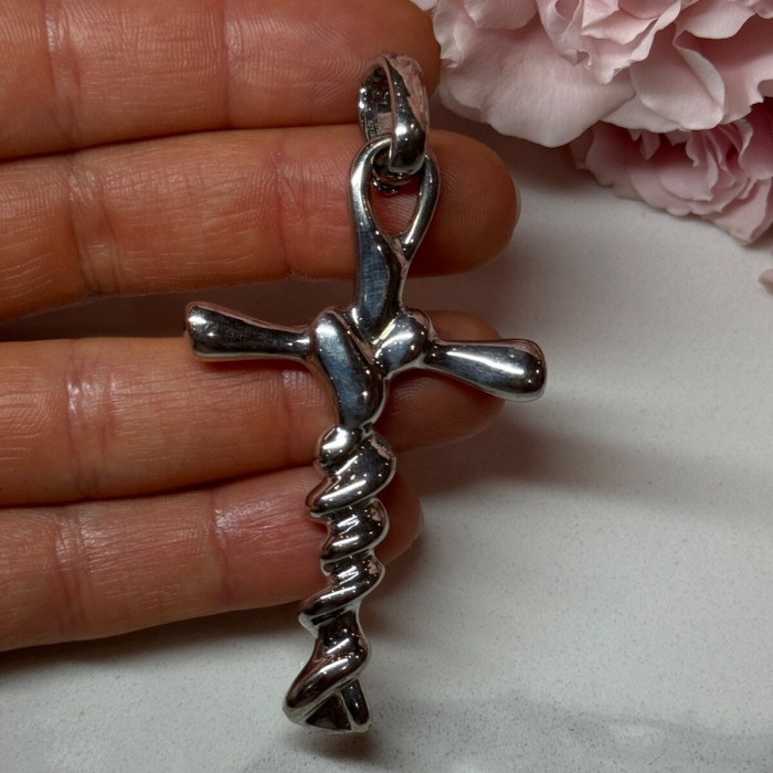 925 Sterling Silver Cross Length 3 in