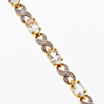 925 Sterling Silver Gold Plated Aquamarine Bracelet