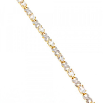 925 Sterling Silver Gold Plated Aquamarine Bracelet