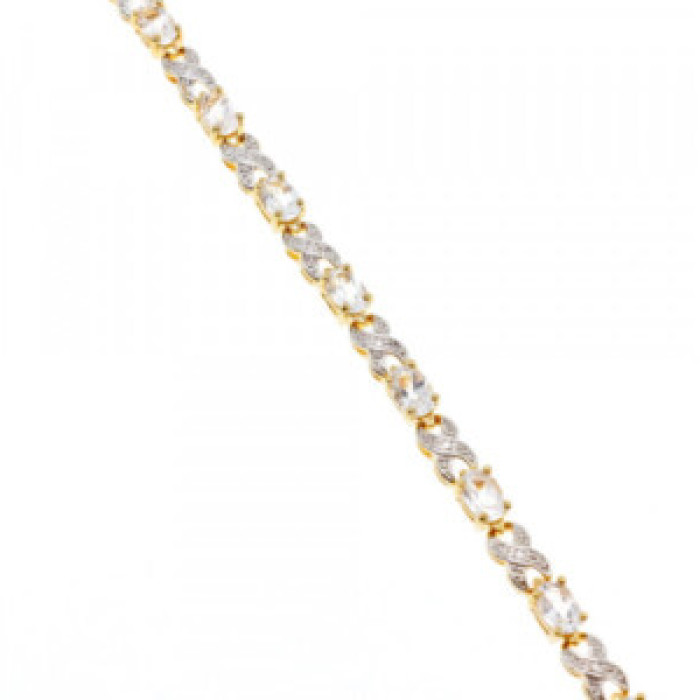 925 Sterling Silver Gold Plated Aquamarine Bracelet