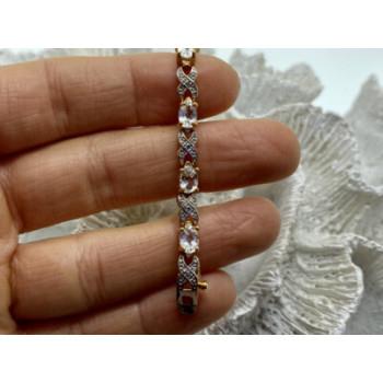 925 Sterling Silver Gold Plated Aquamarine Bracelet