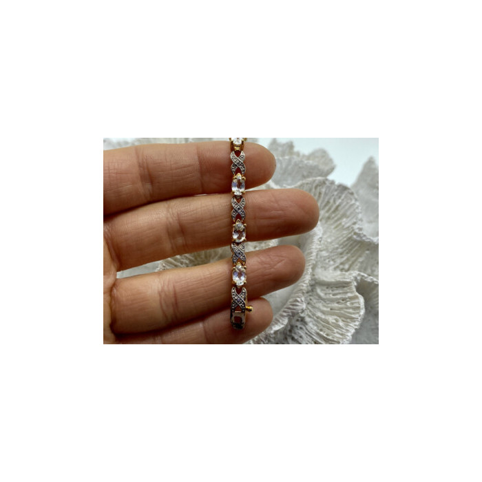 925 Sterling Silver Gold Plated Aquamarine Bracelet