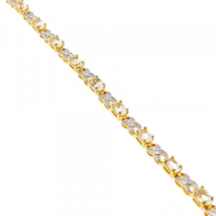 925 Sterling Silver Gold Plated Aquamarine Bracelet