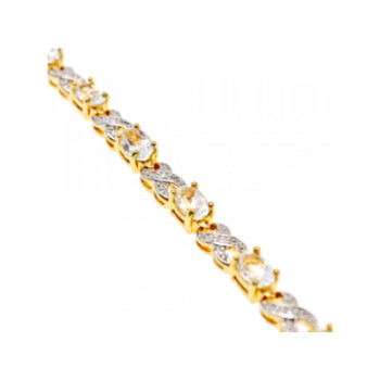 925 Sterling Silver Gold Plated Aquamarine Bracelet