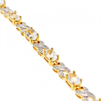 925 Sterling Silver Gold Plated Aquamarine Bracelet