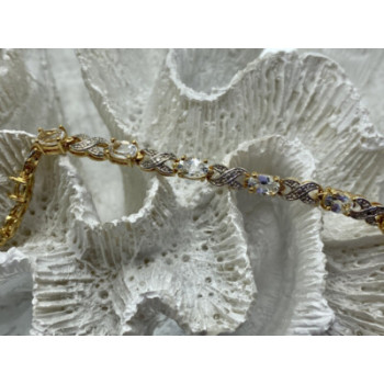 925 Sterling Silver Gold Plated Aquamarine Bracelet