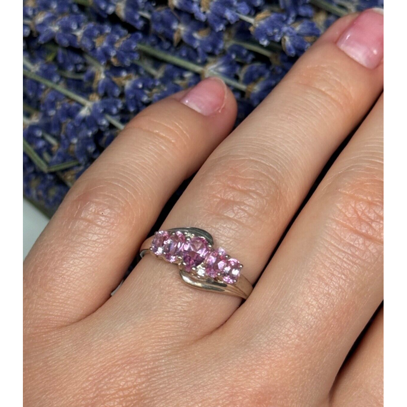 925 Sterling Silver Pink Spinel Ring Size 7