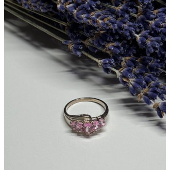 925 Sterling Silver Pink Spinel Ring Size 7