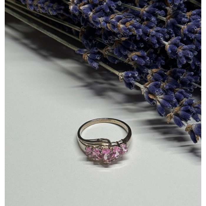925 Sterling Silver Pink Spinel Ring Size 7