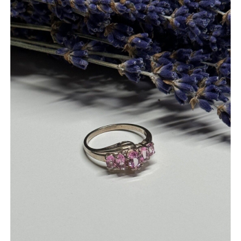 925 Sterling Silver Pink Spinel Ring Size 7
