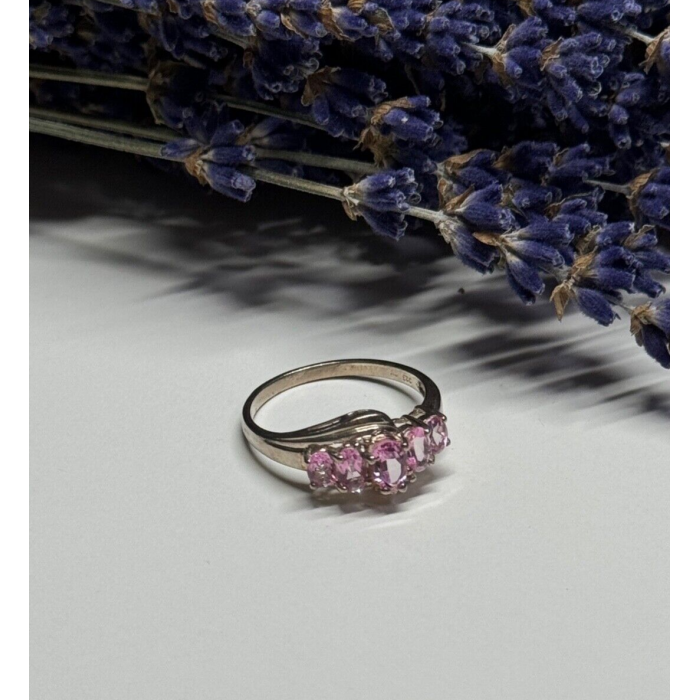 925 Sterling Silver Pink Spinel Ring Size 7