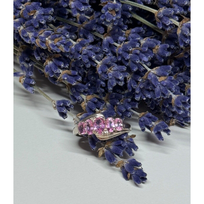 925 Sterling Silver Pink Spinel Ring Size 7