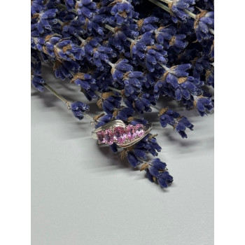 925 Sterling Silver Pink Spinel Ring Size 7