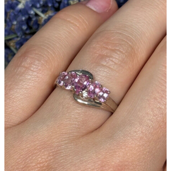 925 Sterling Silver Pink Spinel Ring Size 7