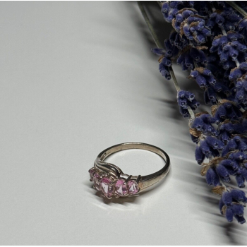 925 Sterling Silver Pink Spinel Ring Size 7