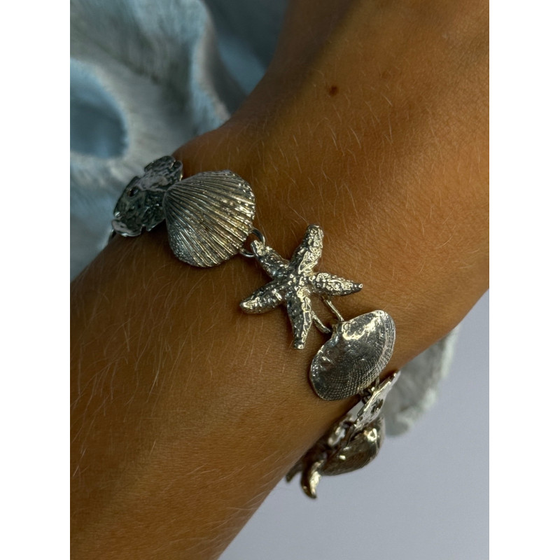 Summer Ocean Shell Star 925 Sterling Silver Bracelet Length 7