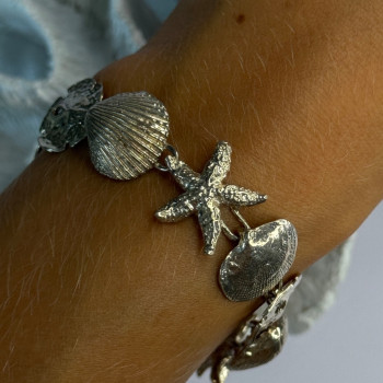 Summer Ocean Shell Star 925 Sterling Silver Bracelet Length 7