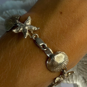 Summer Ocean Shell Star 925 Sterling Silver Bracelet Length 7