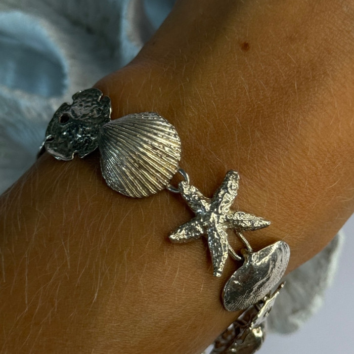 Summer Ocean Shell Star 925 Sterling Silver Bracelet Length 7