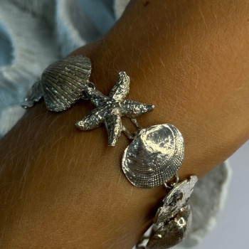 Summer Ocean Shell Star 925 Sterling Silver Bracelet Length 7