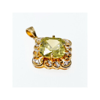 925 Sterling Silver Gold Plated Peridot & CZ Pendant