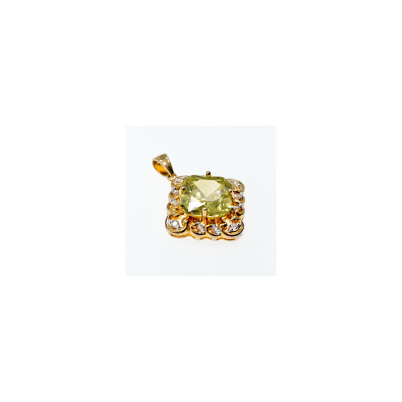 925 Sterling Silver Gold Plated Peridot & CZ Pendant
