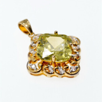 925 Sterling Silver Gold Plated Peridot & CZ Pendant
