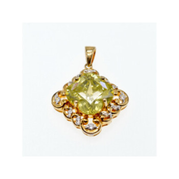 925 Sterling Silver Gold Plated Peridot & CZ Pendant